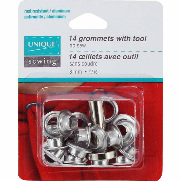 2 Part Grommets with Tool - Silver - 8mm (5/16