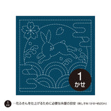 Sampler Sashiko – Lapin et Seigaiha Bleu marine