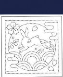 Sampler Sashiko – Lapin et Seigaiha Bleu marine