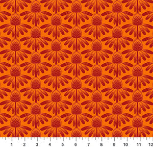Anna Maria Textiles - Indelible - Coneflower in Tangerine