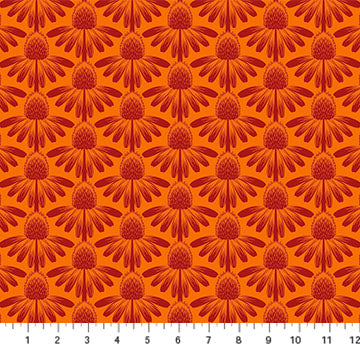 Anna Maria Textiles - Indelible - Coneflower in Tangerine