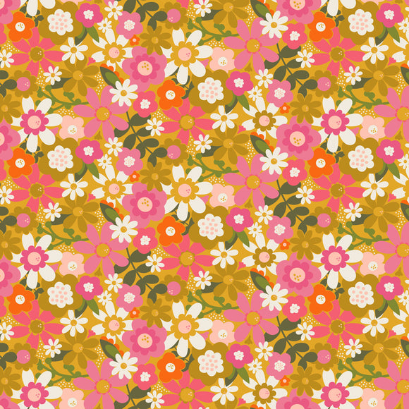 PREORDER AUGUST - Sarah Hearts - Joyful June Canvas - Floral in Ochre
