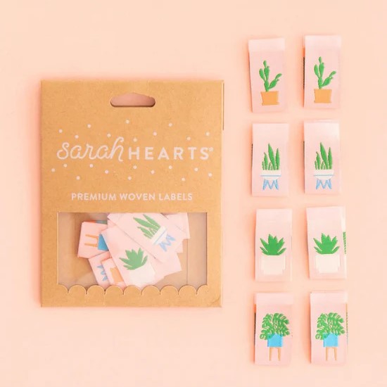 Sarah Hearts - Multipack Woven Labels - Houseplants