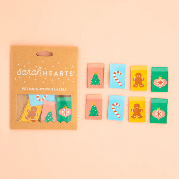 PREORDER SEPTEMBER - Sarah Hearts - Multipack Woven Labels - Christmas Icons