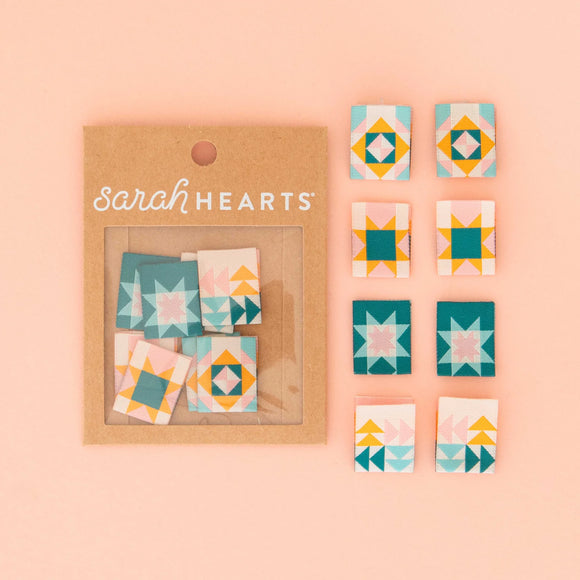 Sarah Hearts - Multipack Woven Labels - Quilt Blocks