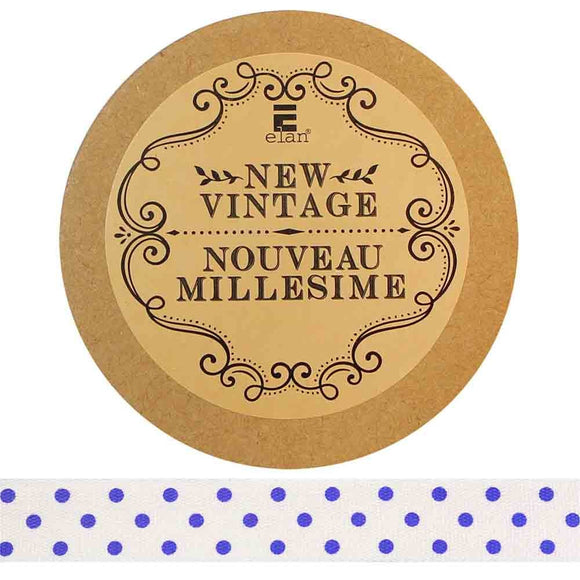 Cotton Polka Dot Ribbon - Blue - 15mm - Elan - Craft de Ville