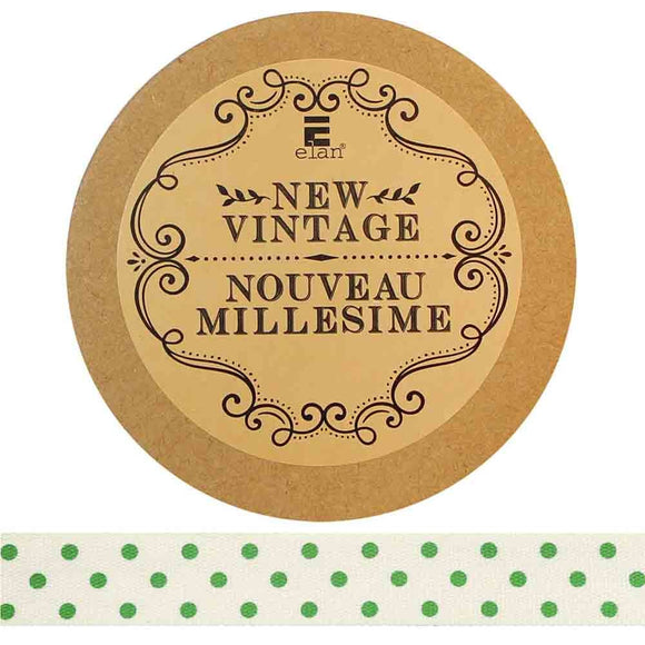 Cotton Polka Dot Ribbon - Green - 15mm - Elan - Craft de Ville