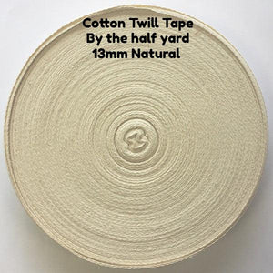 Cotton Twill Tape - Natural - 13mm - By the half yard
