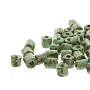 Seedbead Tubes - 5mm X 5mm - Green Turquoise with Dark Travertine Finish - BeadSmith - Craft de Ville