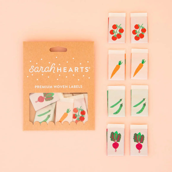 Sarah Hearts - Multipack Woven Labels - Veggies